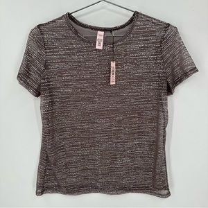 Victorias Secret Sheer Purple Silver Detail Top Short Sleeve Womens Sz Small NWT